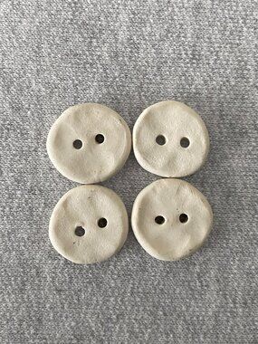 Handmade Ceramic Buttons by Krista Grunsky White Cream Medium 20mm Lot of 4